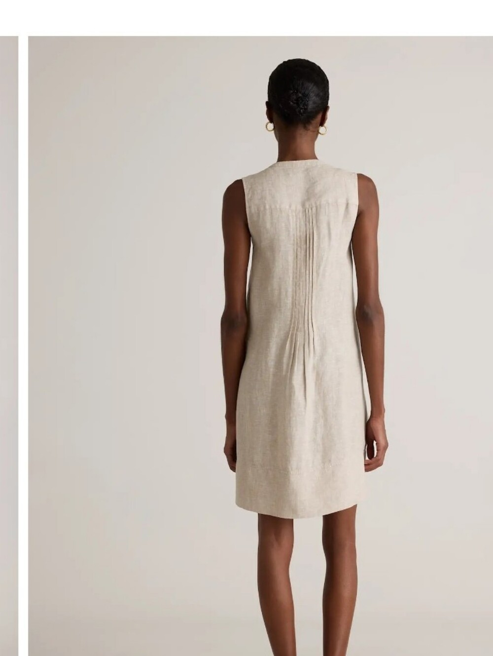 Quince Sleeveless Pintuck Linen Mini Dress in Natural - Picture 4 of 8